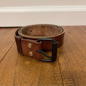 Lucky Brand Men’s Brown Leather Belt With Black Buckle Sz 34 High Quality